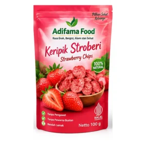 Keripik Stroberi Adifama Food – Pilihan 35 g, 50 g, 80 g, 100 g & 200 g